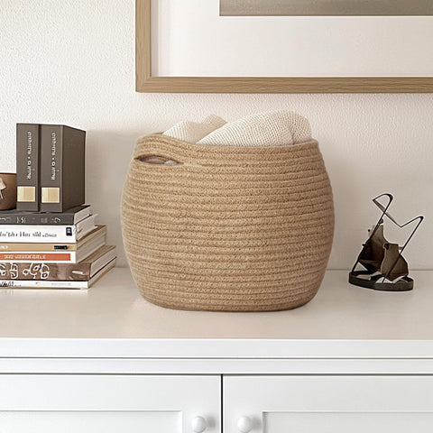 MEGASKET bathroom towel storage bin keeps essentials neatly within reach.