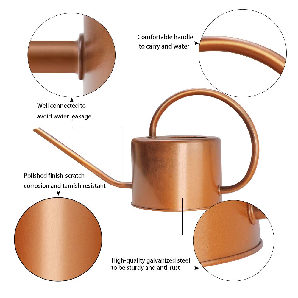 Megawodar gooseneck spout enables controlled, spill-free pouring for delicate plants.