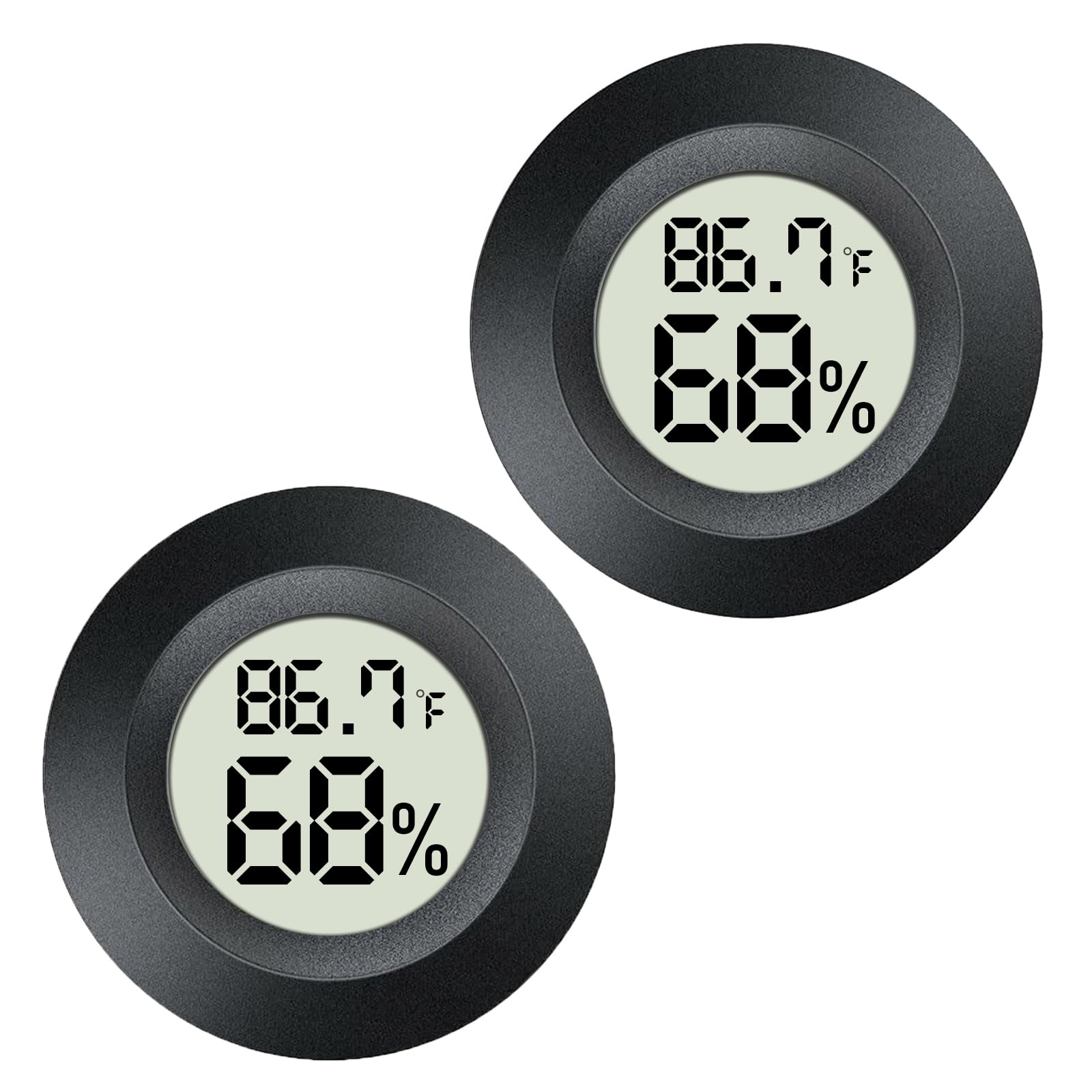 MEGGSI mini digital hygrometer shows indoor-outdoor readings with fast updates.