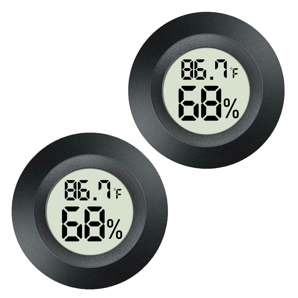 MEGGSI mini digital hygrometer shows indoor-outdoor readings with fast updates.
