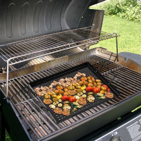 MEHE camping grill setup with basket suits outdoor cooking.