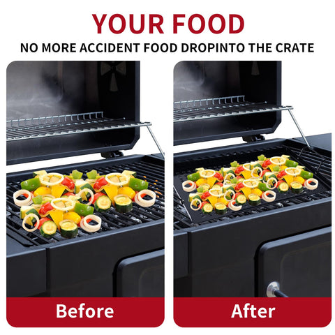 MEHE nonstick grill topper handle enables safe, easy flipping.