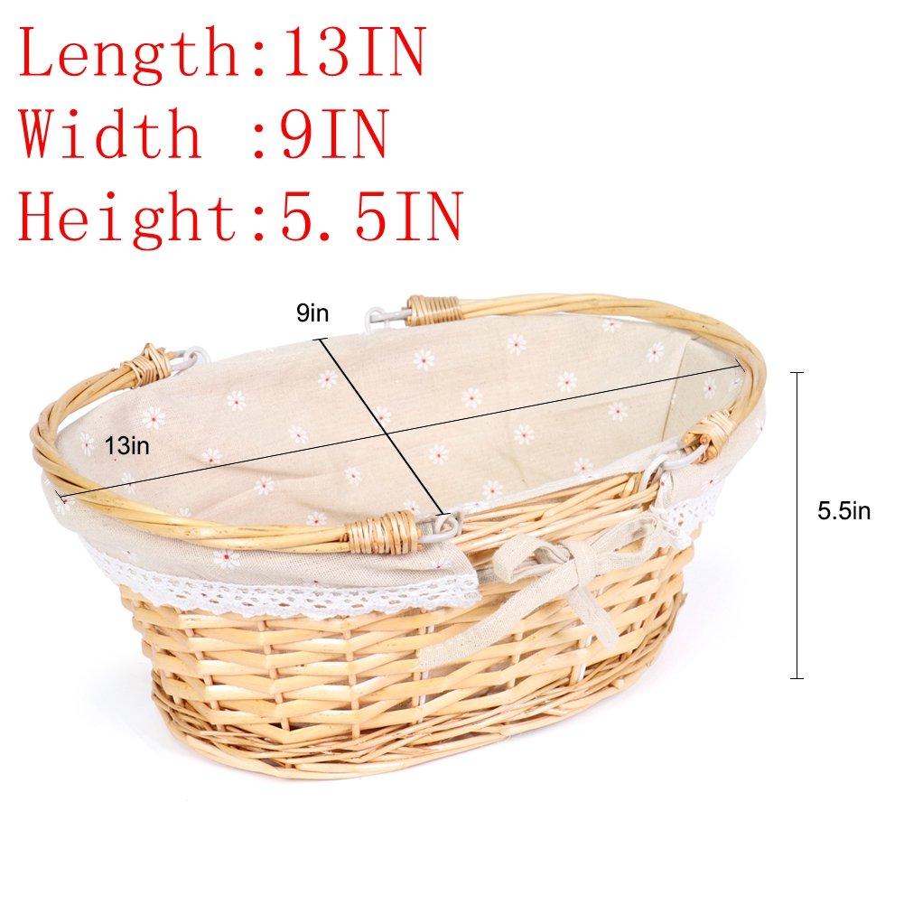 MEIEM oval willow basket with sturdy handles for easy transport.
