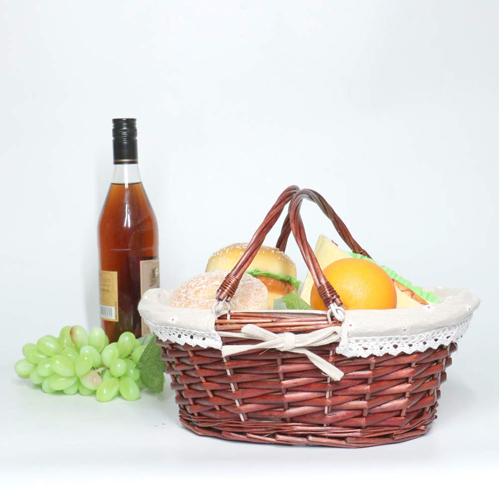 MEIEM oval willow basket with handle ready for Easter eggs.