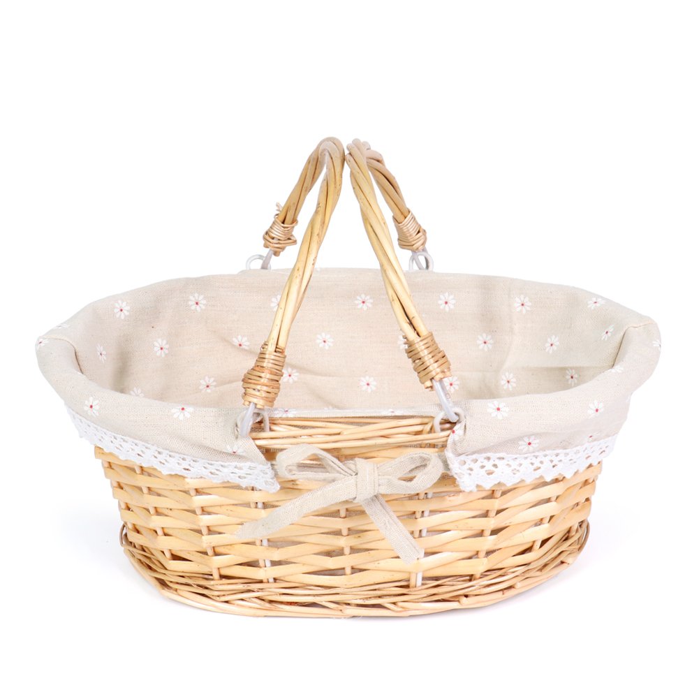 MEIEM wicker gift basket with natural handle, ideal for picnics and gifts.