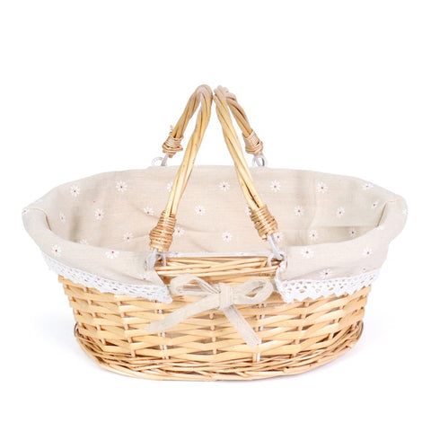 MEIEM wicker gift basket with natural handle, ideal for picnics and gifts.