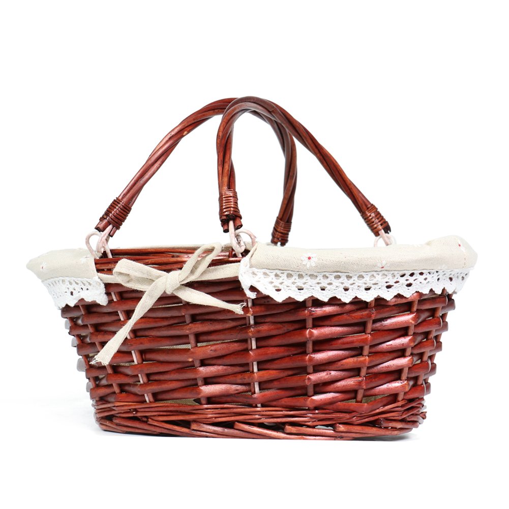 MEIEM wicker gift basket in brown for easy picnic carry.
