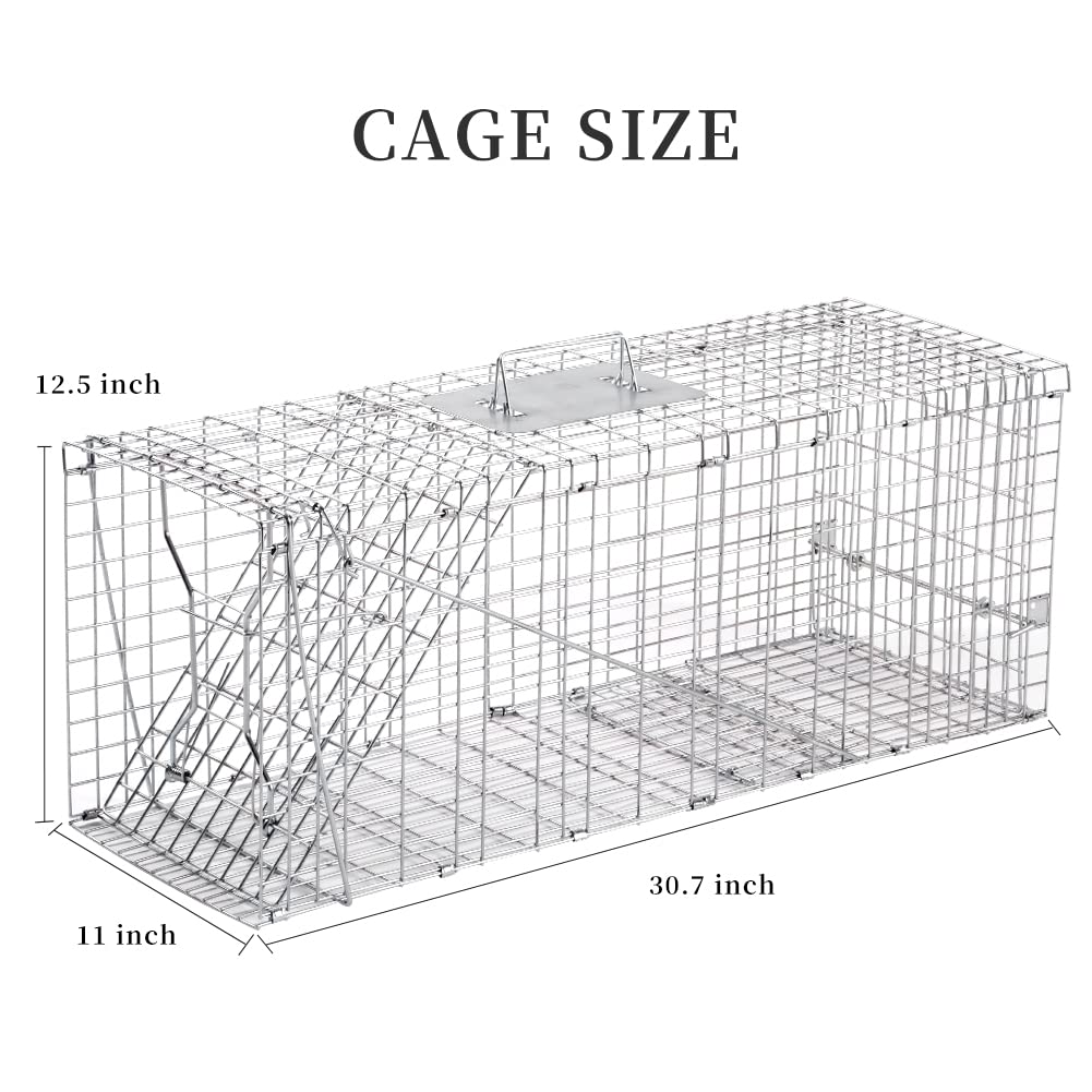 Meibangzz 32-inch trap opened to show capture area for mid-sized animals.