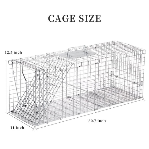 Meibangzz 32-inch trap opened to show capture area for mid-sized animals.