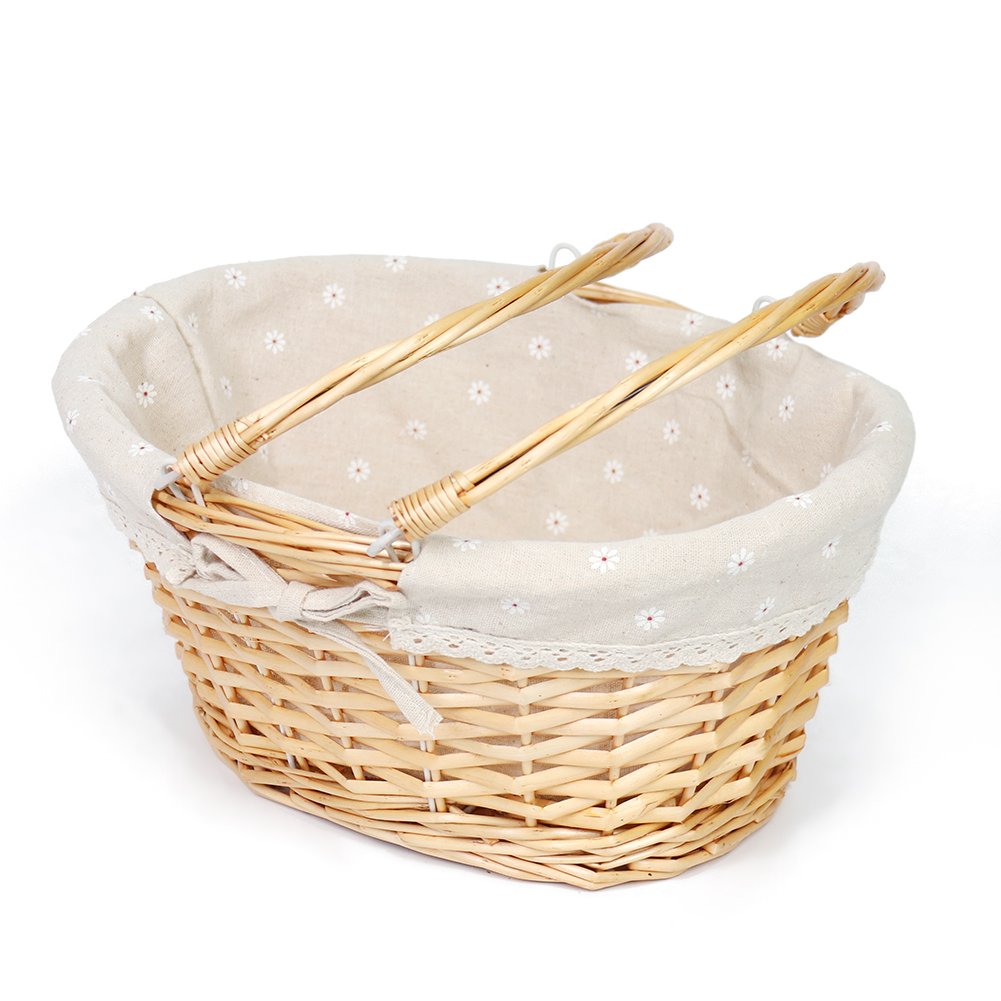 MEIEM wicker basket oval for elegant picnics and storage