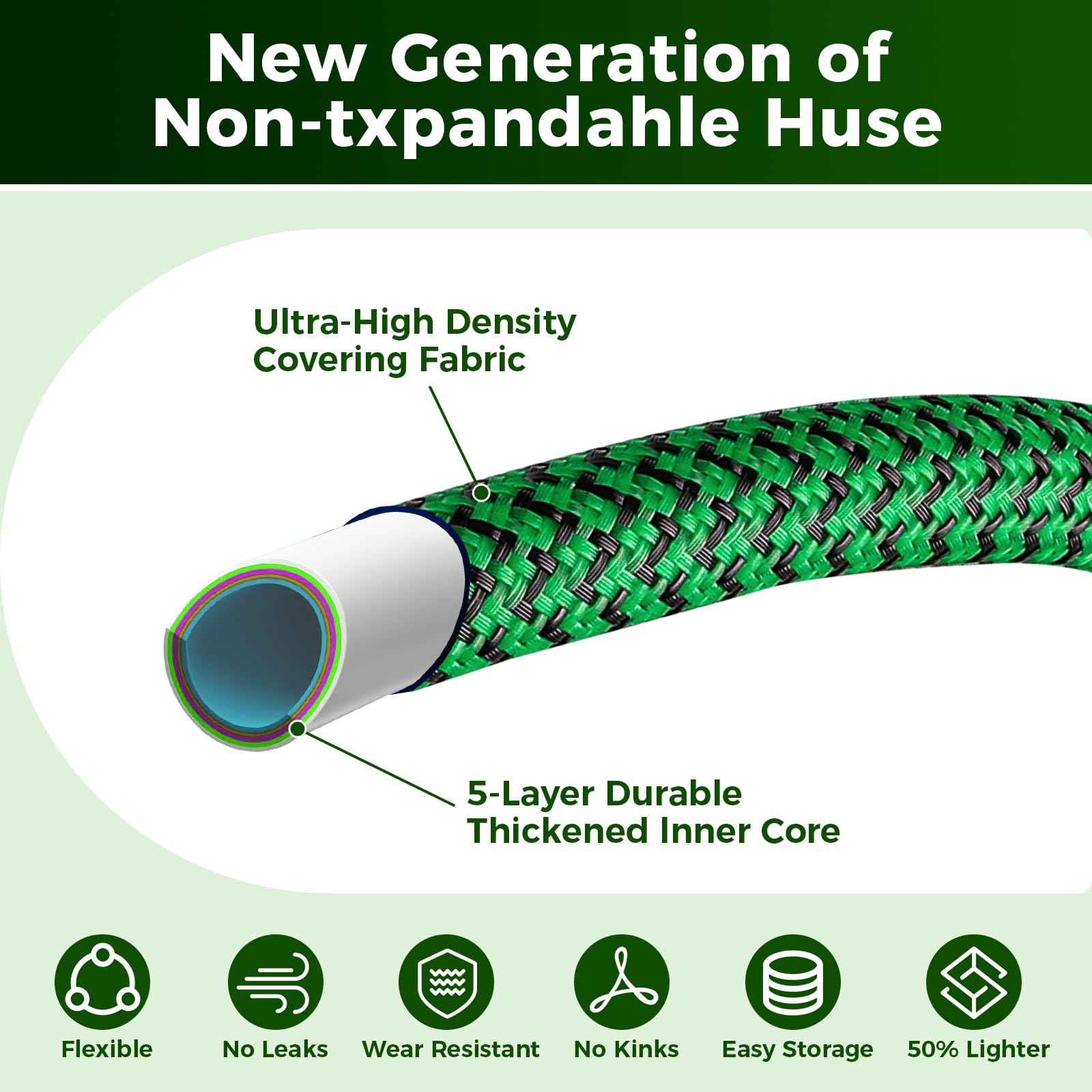 MEIIOFS non-expandable hose showing kink-free flexibility during yard tasks