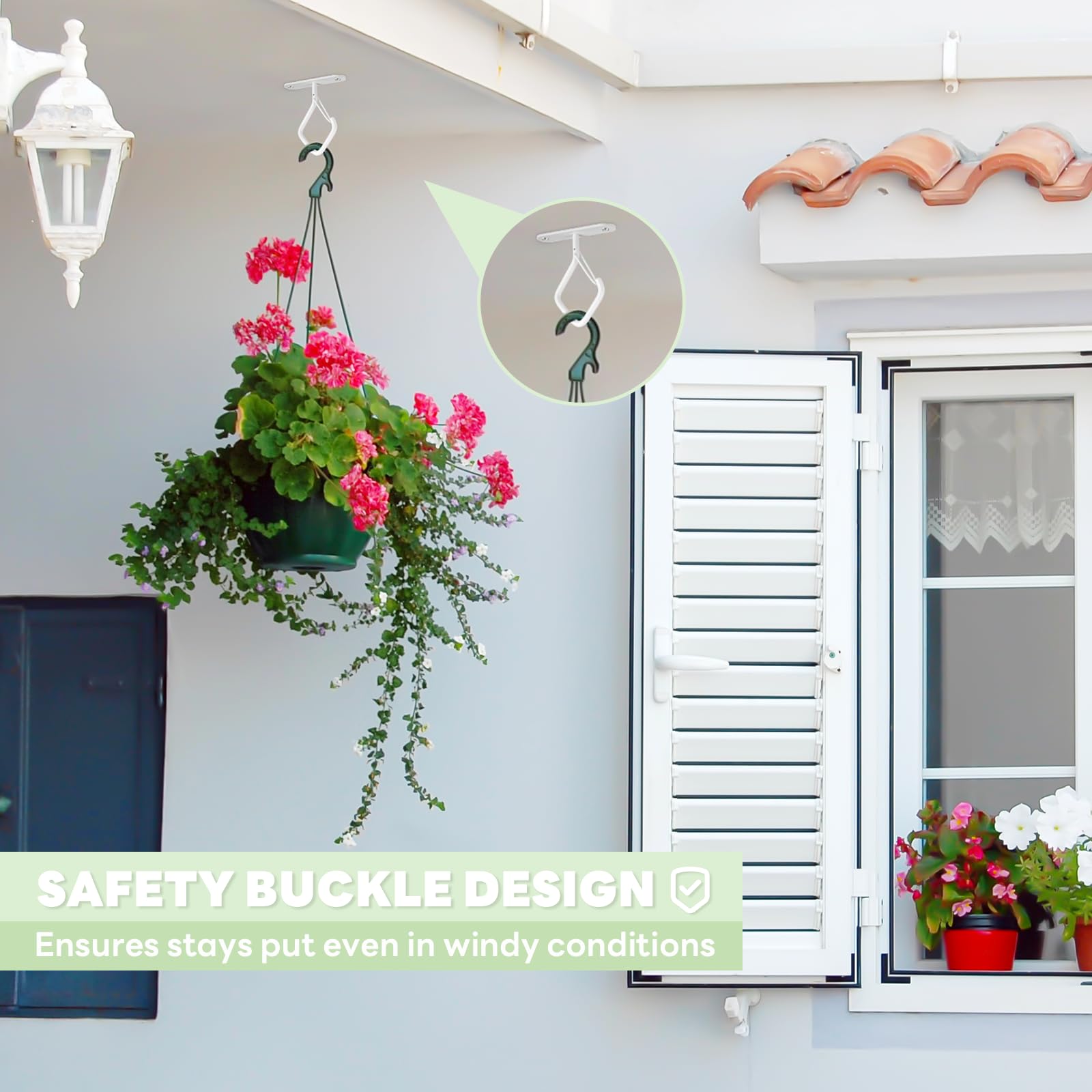 Meilidy heavy-duty metal-base plant hook in white for versatile hanging
