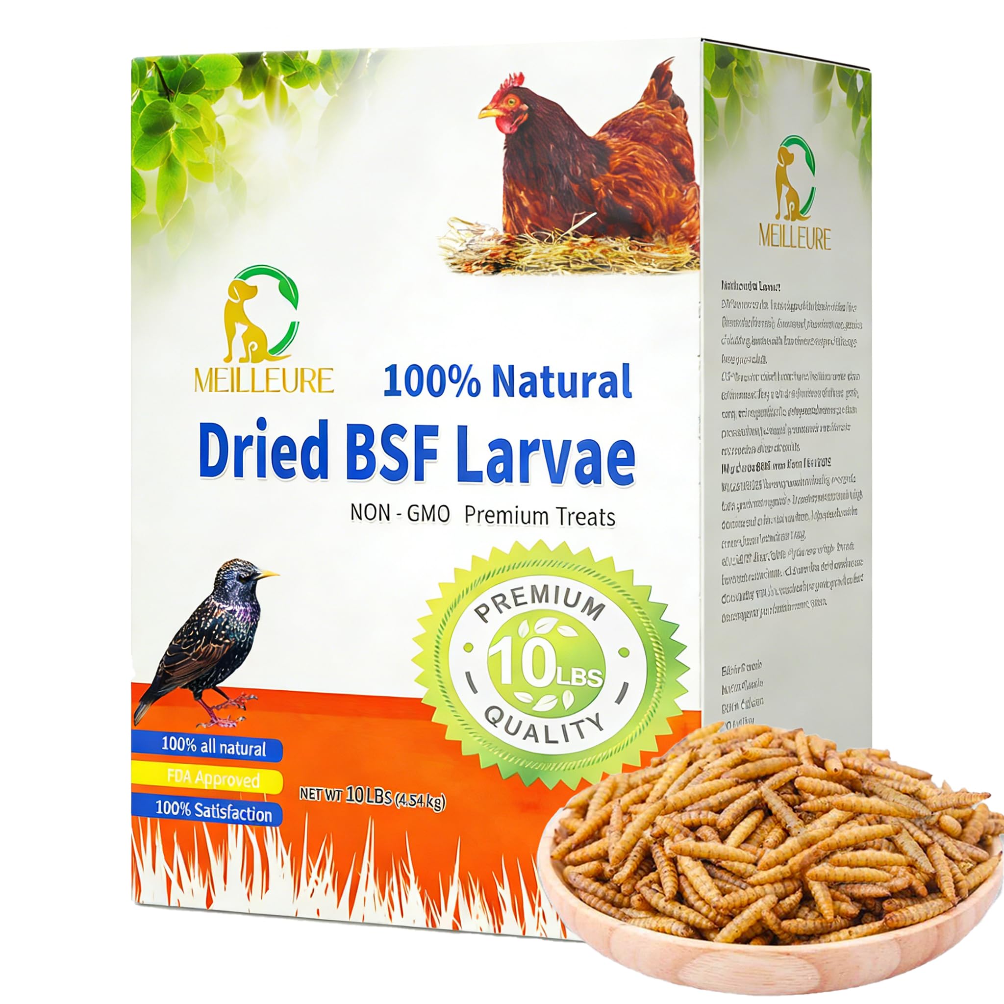 MEILLEURE BSF larvae bag front shows resealable packaging for easy storage.