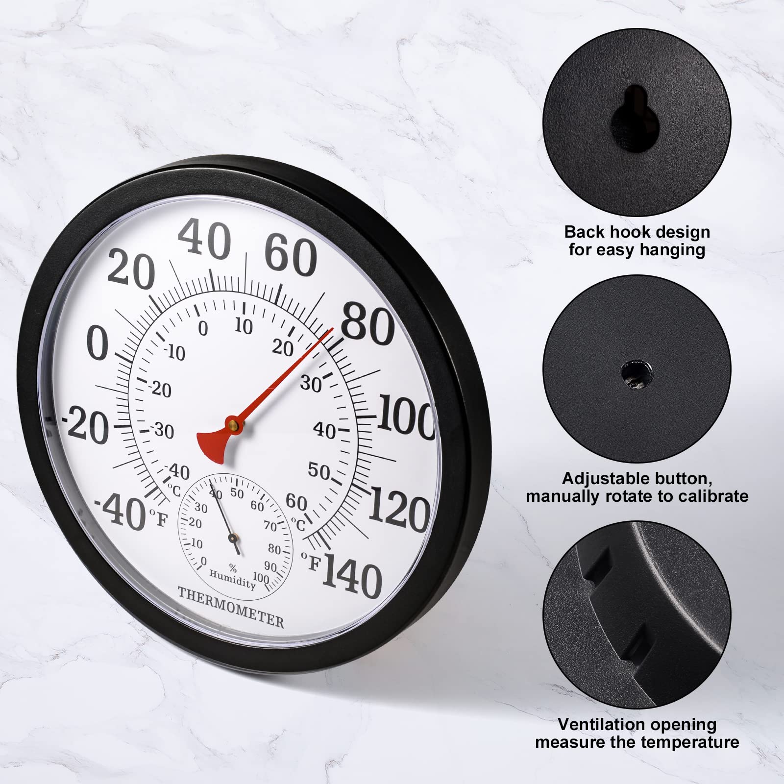 Waterproof MEINV thermometer with acrylic lens resists rust in all weather