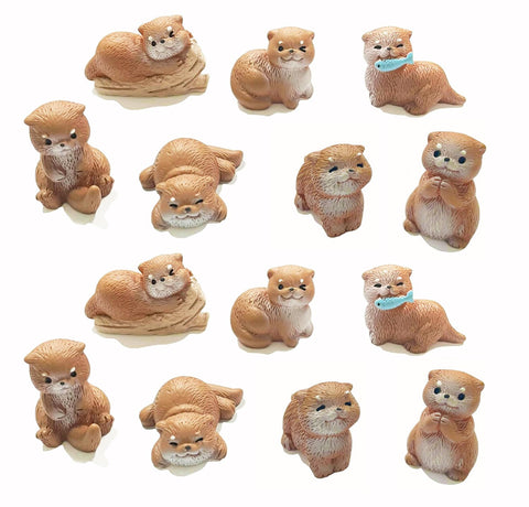 Mejixiwell 14-pcs mini otter figurines for charming fairy garden decor.