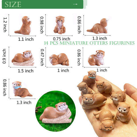 Mejixiwell mini otter figurines for enhancing moss landscapes and terrariums.