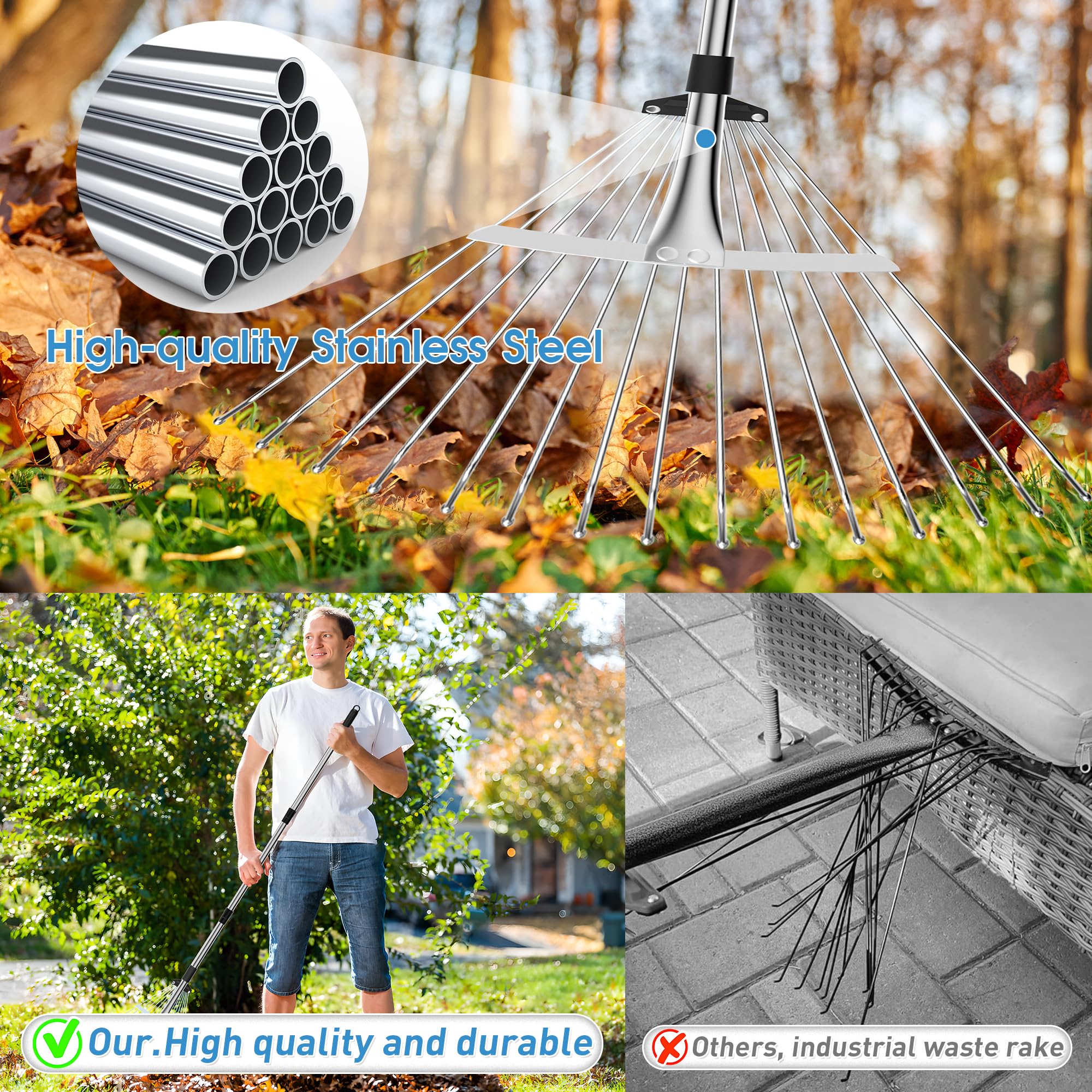 Mekeet multi-purpose tool clears leaves, lawns, and bushes.