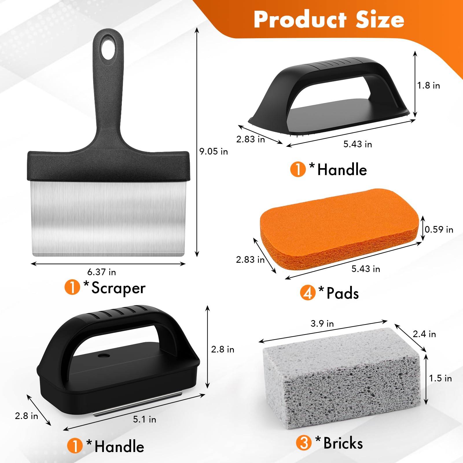 MEKER barbecue turner spatula included for flipping and cleaning simultaneously