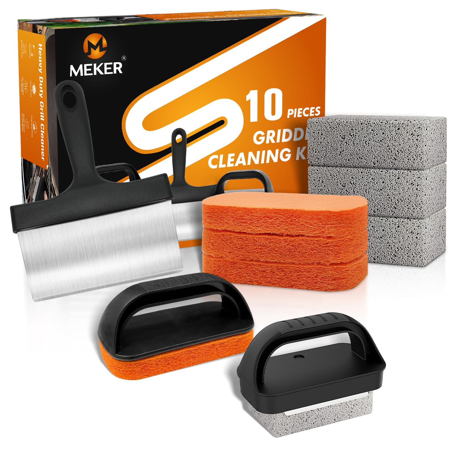 MEKER griddle cleaning kit front view for quick post-cook cleanup