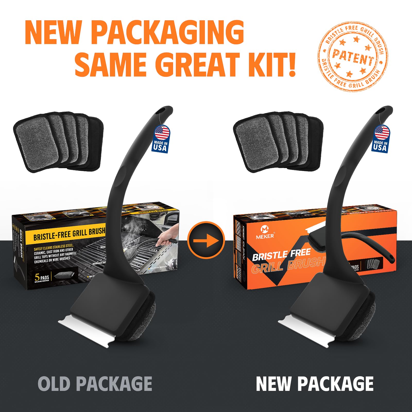 Effective on cast iron and stainless steel grates for versatile use.