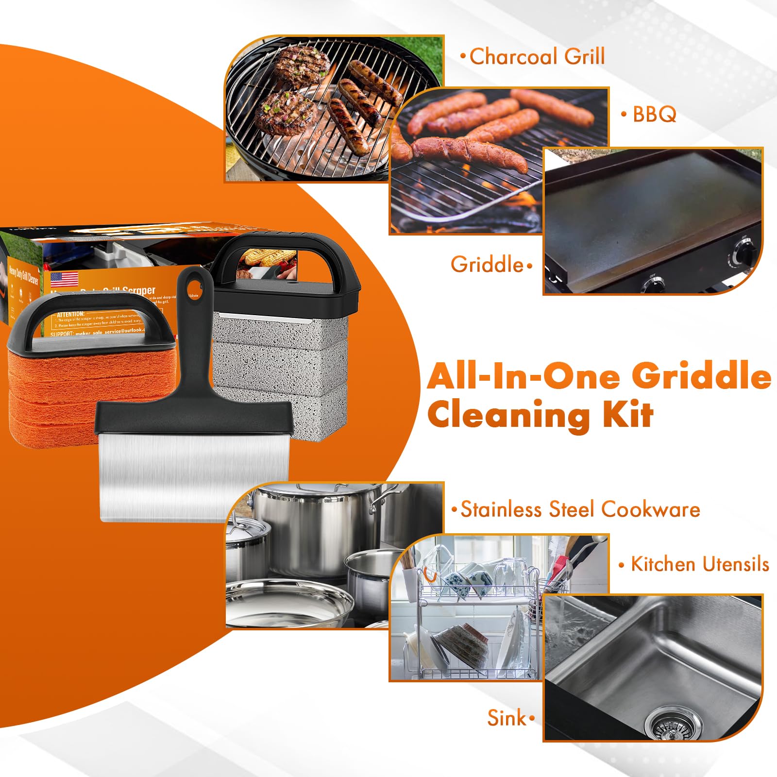 MEKER heavy-duty griddle scraper tackles tough grime with confidence