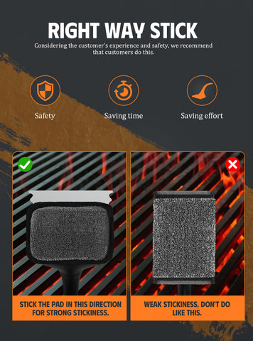 MEKER pad on grill demonstrates effortless, effective grime removal.