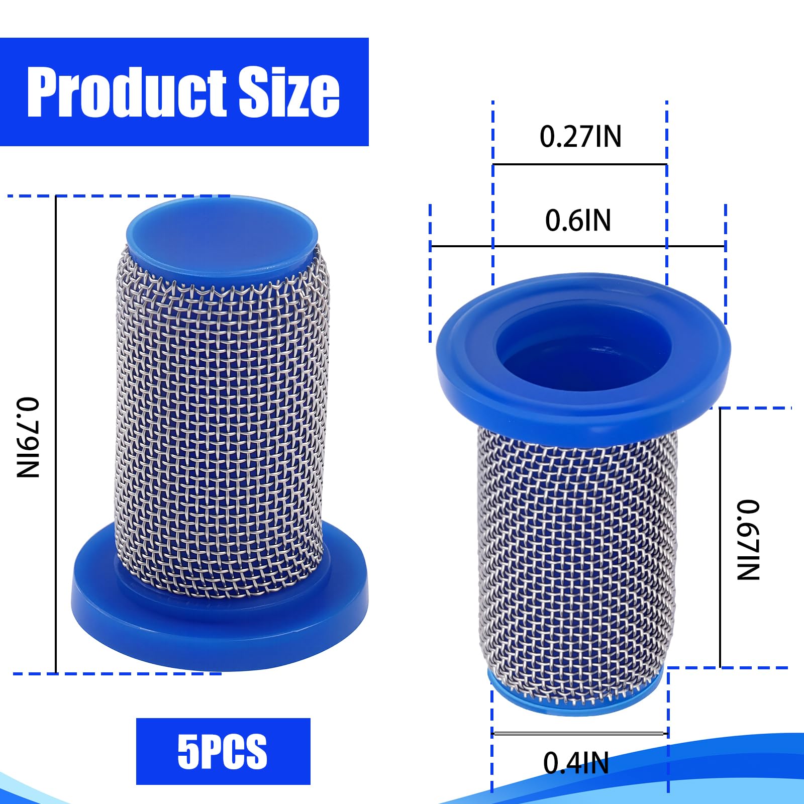 MEKILYN 8079-PP-50 stainless steel filter screen catching debris.
