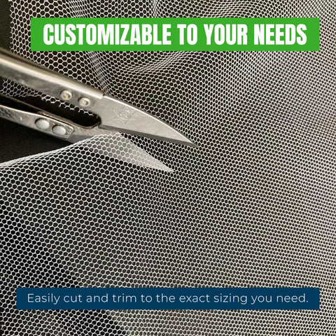 MEKKAPRO netting covers multiple beds for efficient garden protection.
