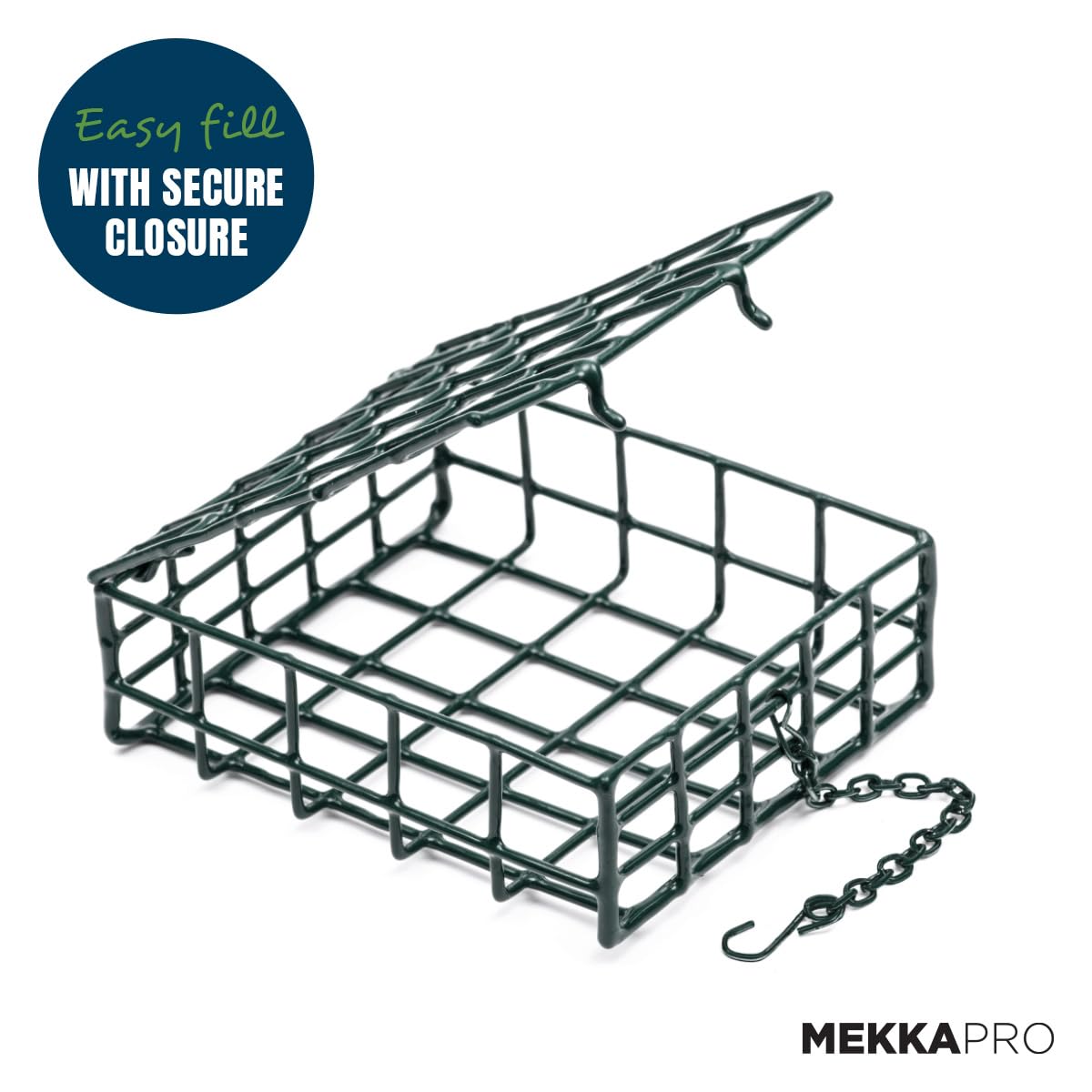 Rustproof MEKKAPRO feeder with rubber coating resisting weather.