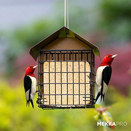 MEKKAPRO suet feeder two-suet cake capacity supports longer feeding sessions.