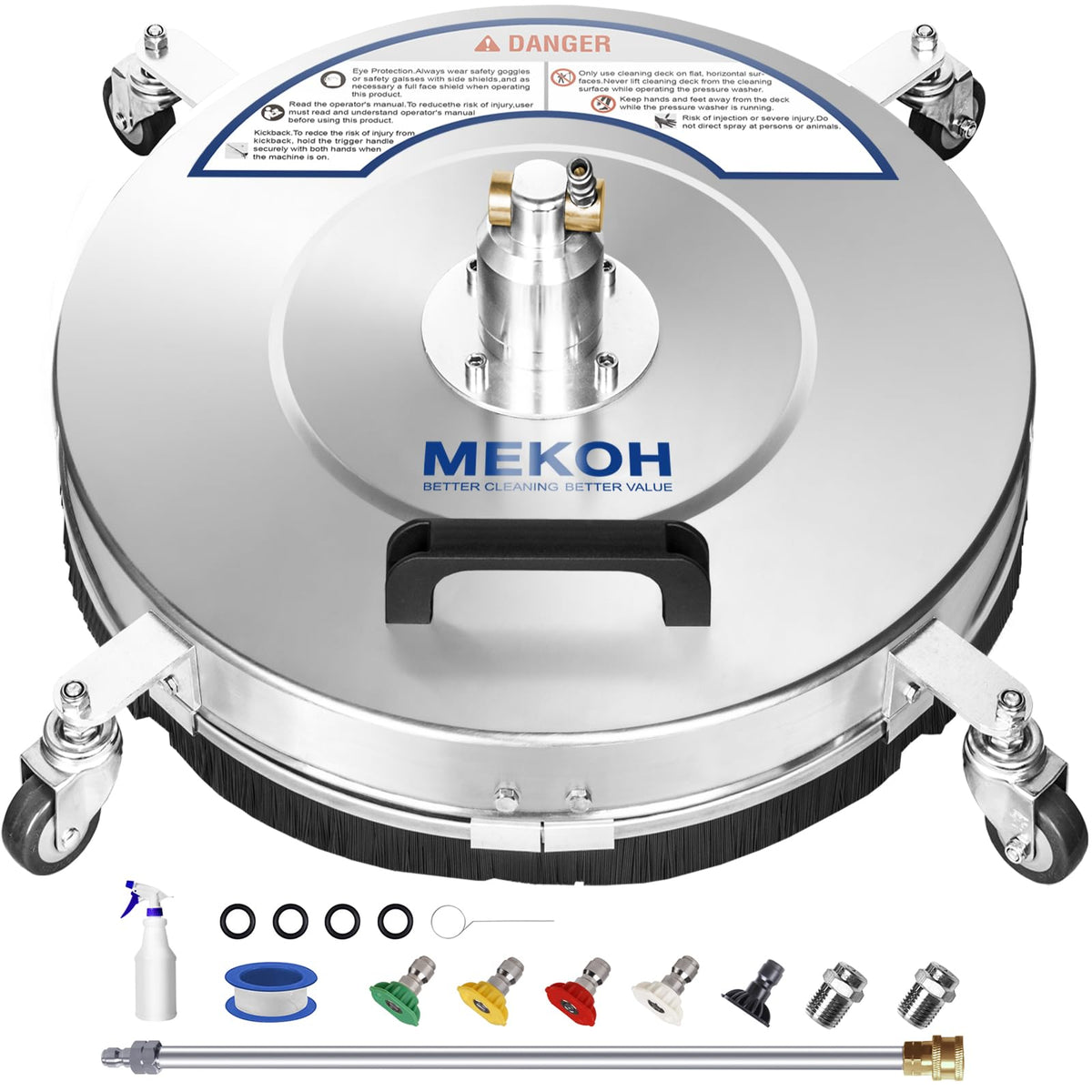 MEKOH 18-inch surface cleaner for driveways delivers streak-free cleaning and efficiency.