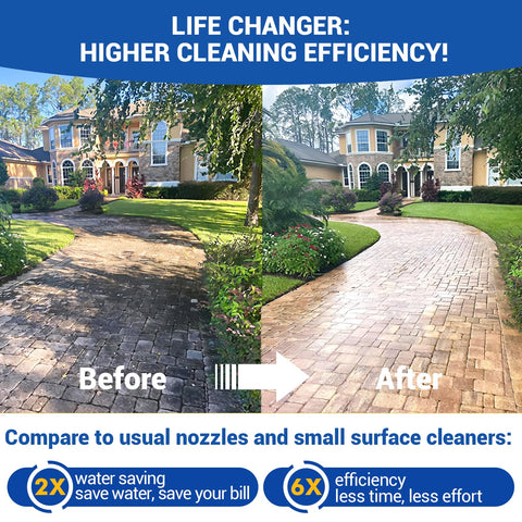 MEKOH 4-wheel design stabilizes wide-area cleaning on large surfaces.
