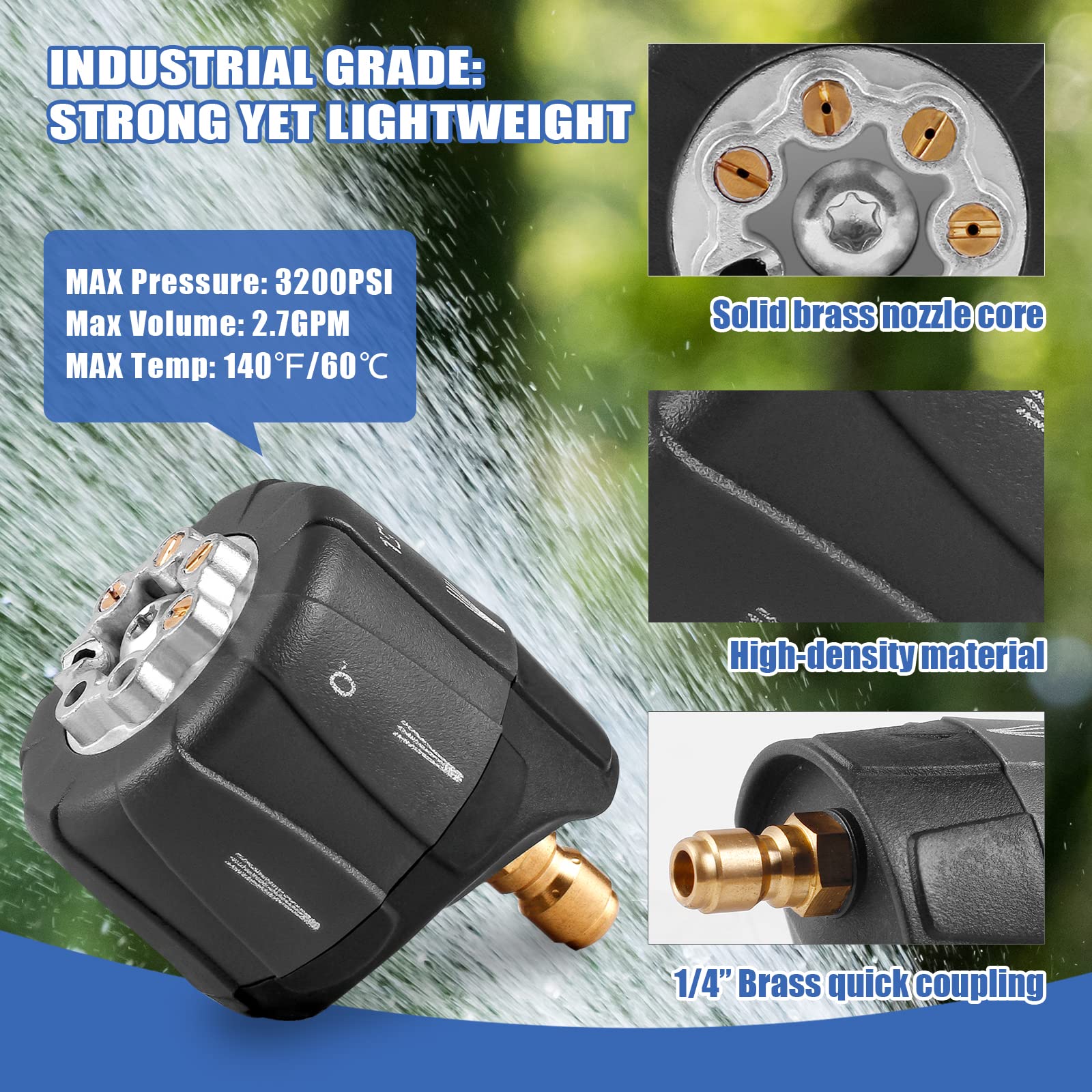 MEKOH 7-in-1 nozzle 0-degree pattern for tough surfaces