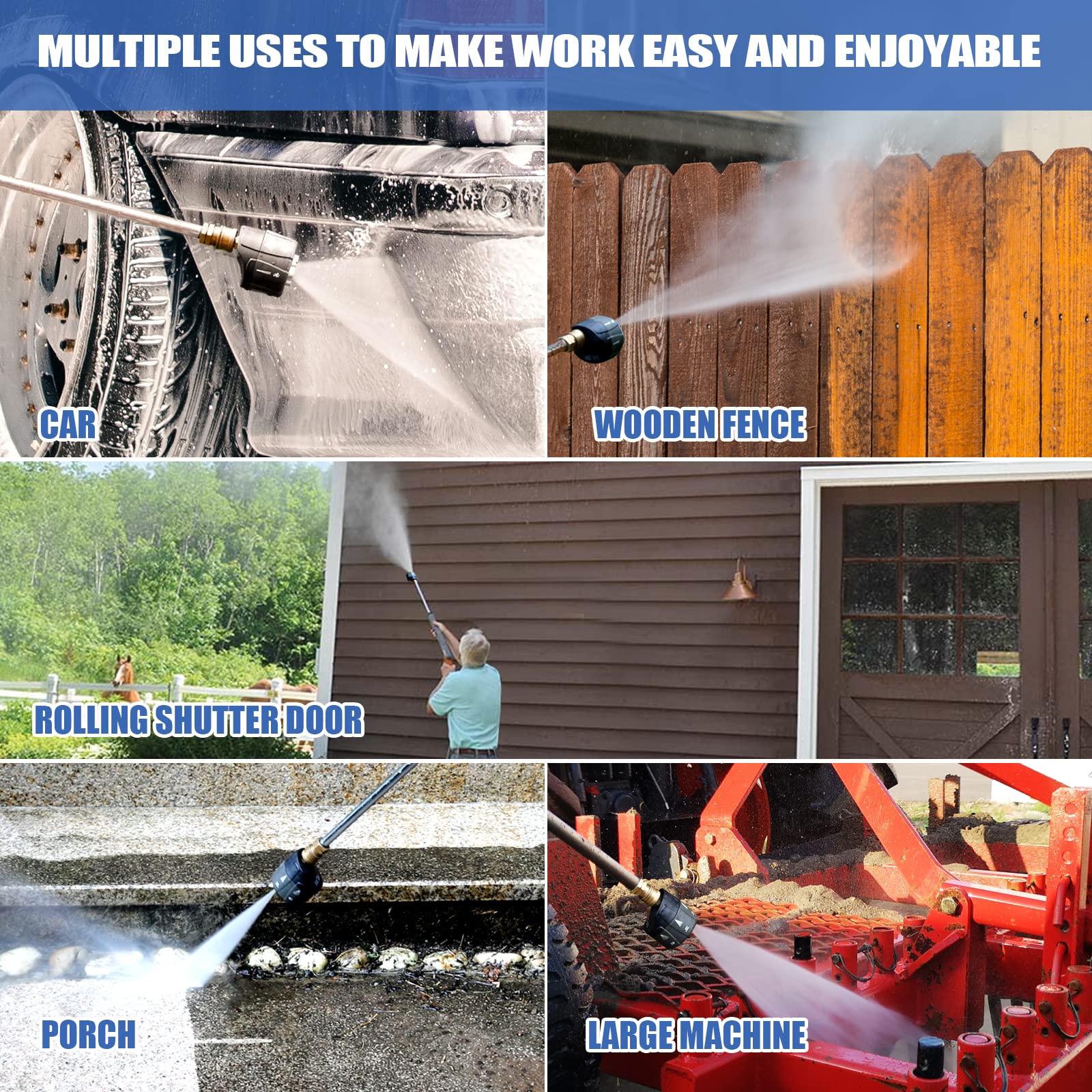 MEKOH 7-in-1 nozzle 40-degree pattern for wide-area cleaning