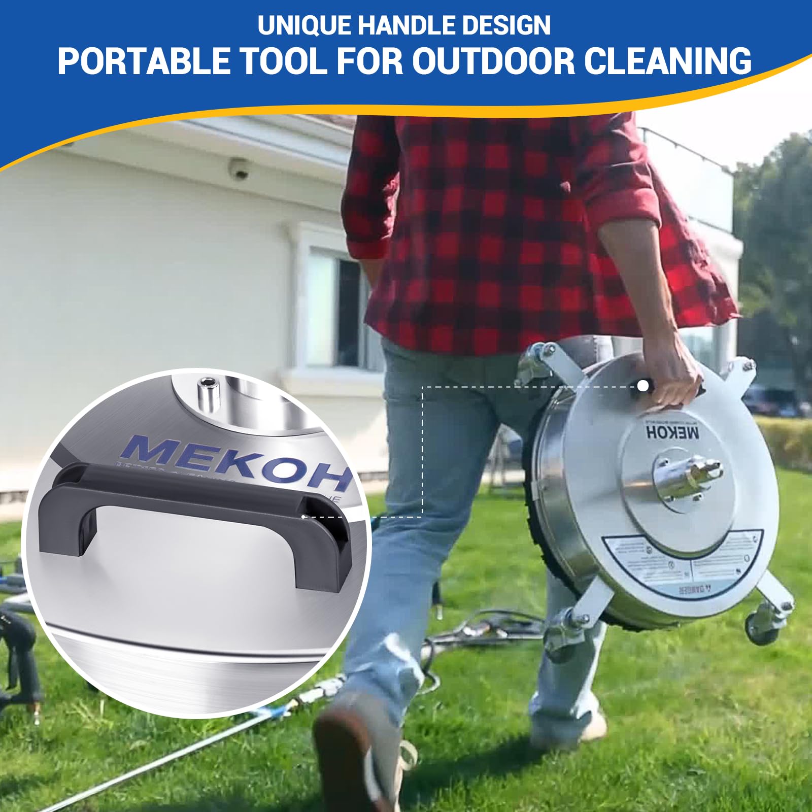 MEKOH anti-leak swivel prevents leaks during high-pressure cleaning.