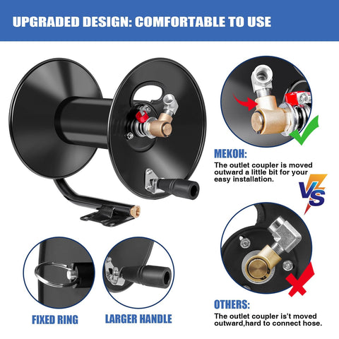 MEKOH 90-degree outlet elbow prevents kinks and wear.