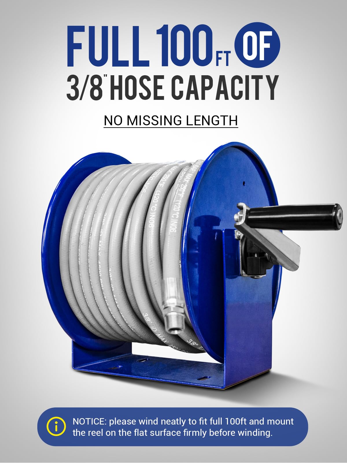MEKOH hose reel with 200 ft 1/4 in hose for extended reach
