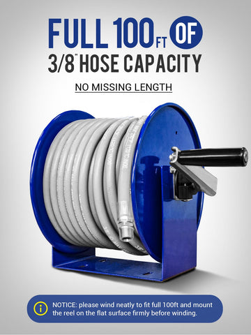 MEKOH hose reel with 200 ft 1/4 in hose for extended reach