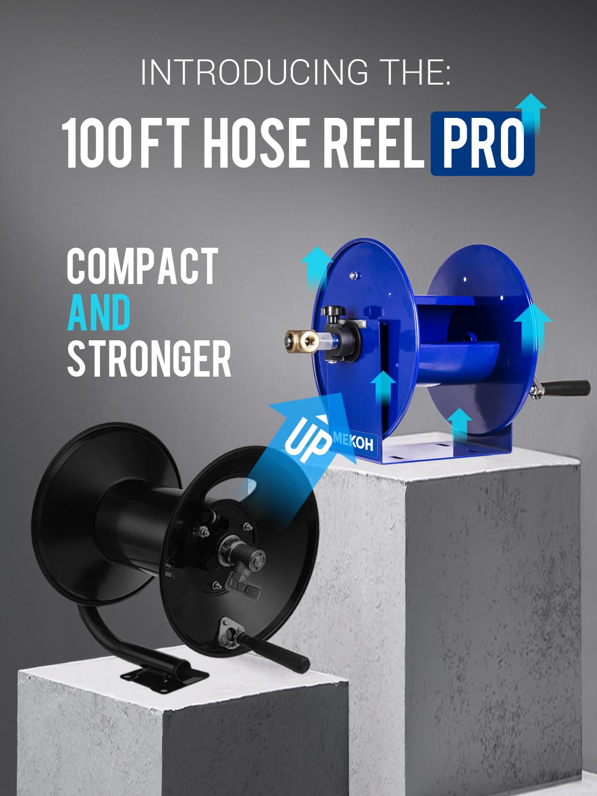 MEKOH brass swivel on hose reel ensuring efficient water flow