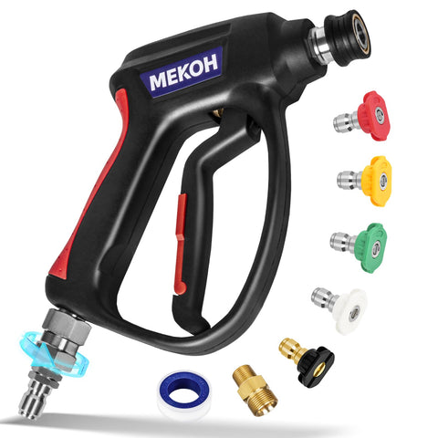 MEKOH short pressure washer gun with 360° swivel inlet for easier hose movement