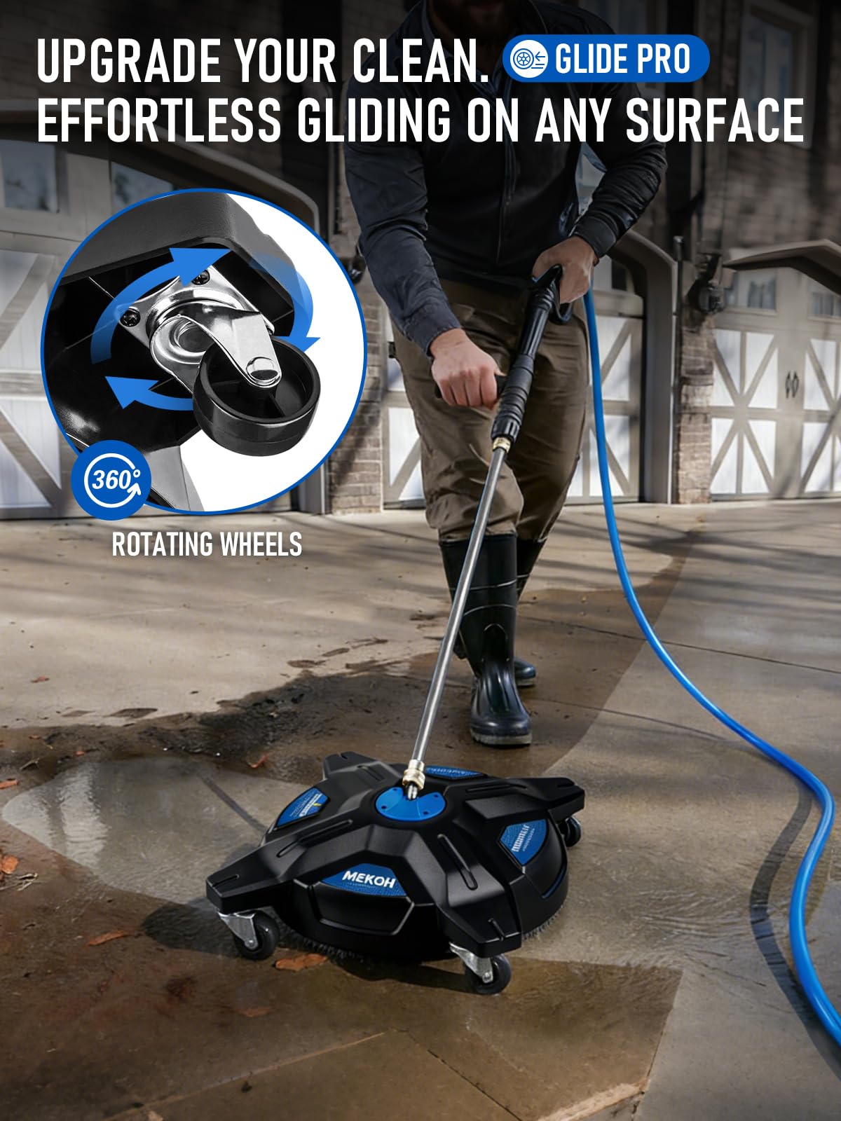 MEKOH surface cleaner four caster wheels glide smoothly for easier cleaning