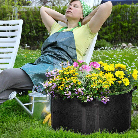MEKOLIFE reusable grow bags fold flat for storage after use.