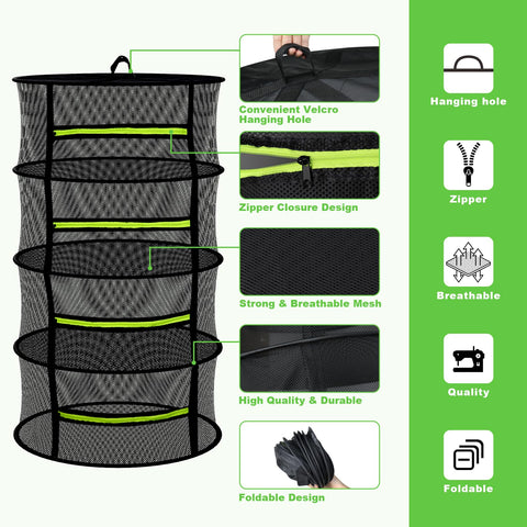 MEKOLIFE drying rack with zipper closures on each layer to keep pests out.