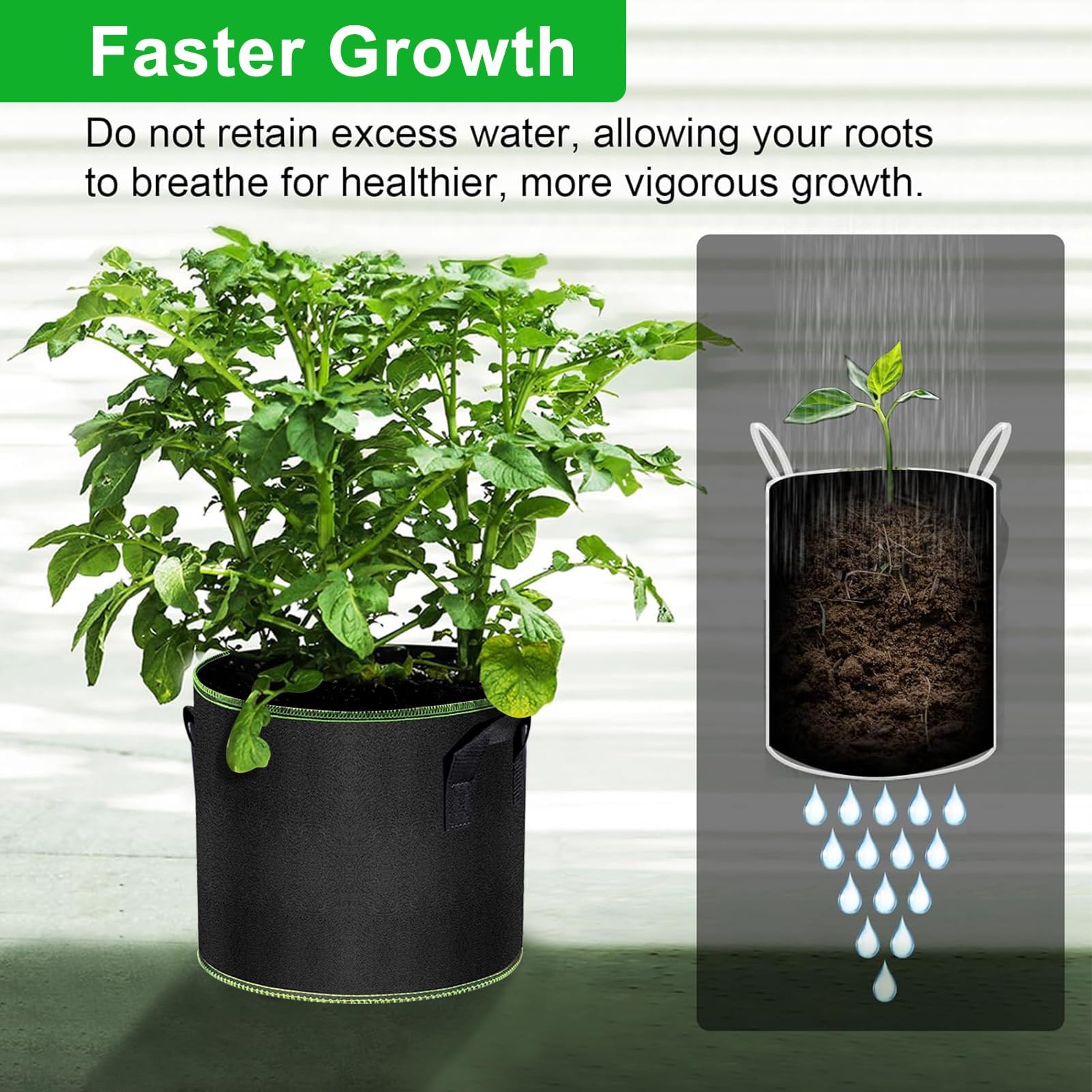 MEKOLIFE grow bag folded for compact, space-saving off-season storage.