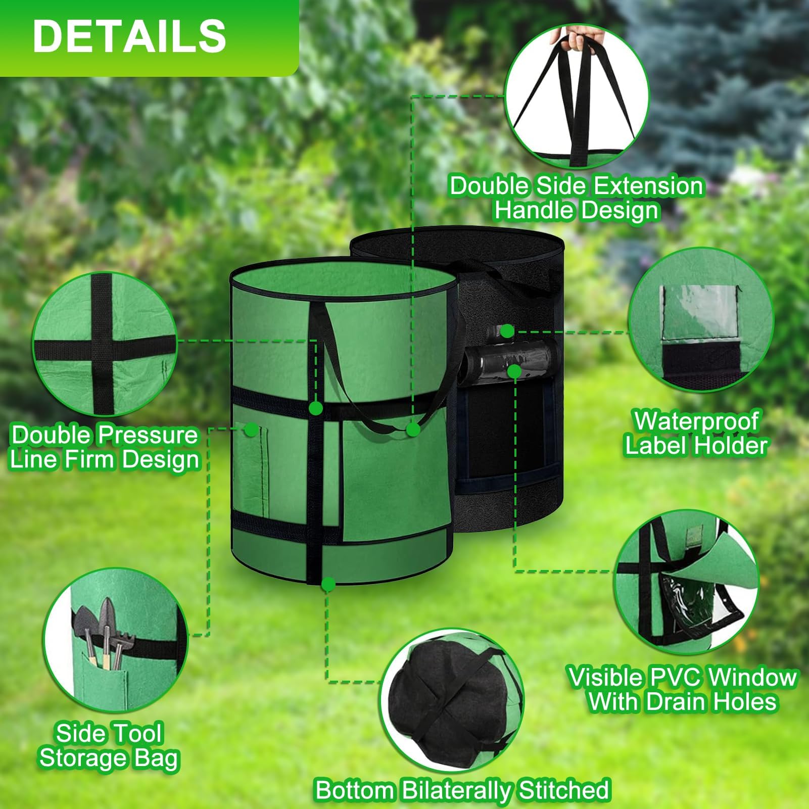 MEKOLIFE grow bags with heavy-duty surrounds handles for easy transport