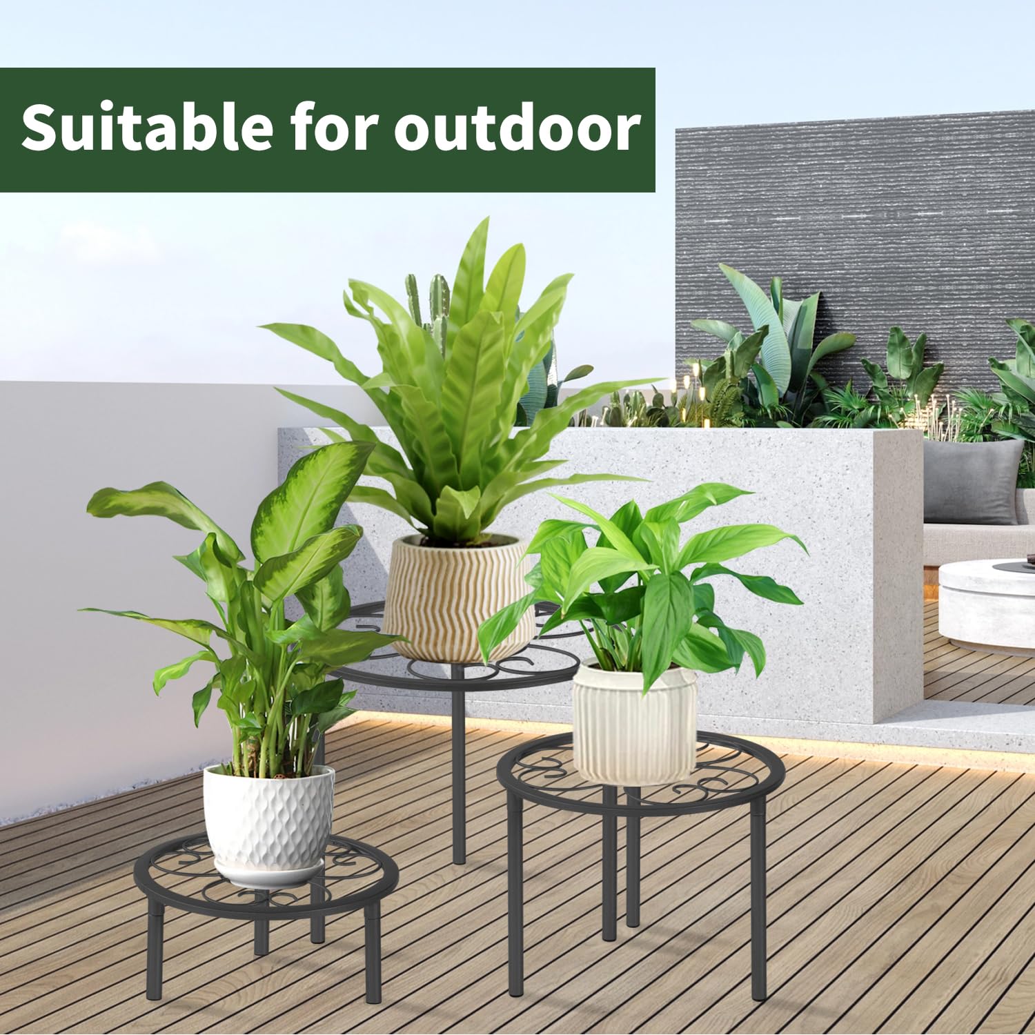 mekpiwu heavy-duty rack supports larger pots, ideal for balcony gardens