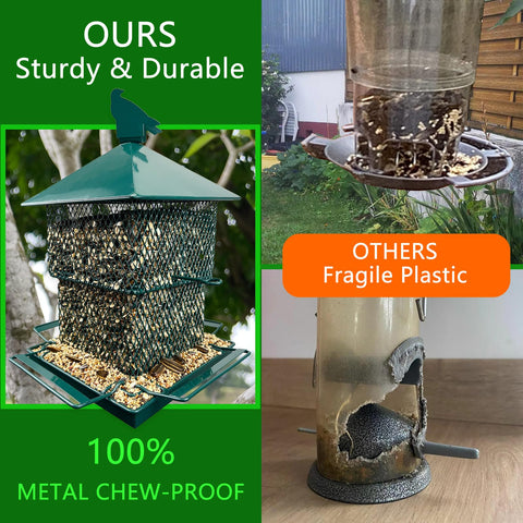 Meleave feeder attracts cardinals, finches, and blue jays for varied viewing