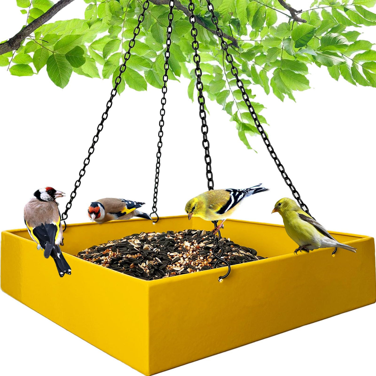 Meleave bird feeder outdoors: sturdy all-metal build for year-round feeding
