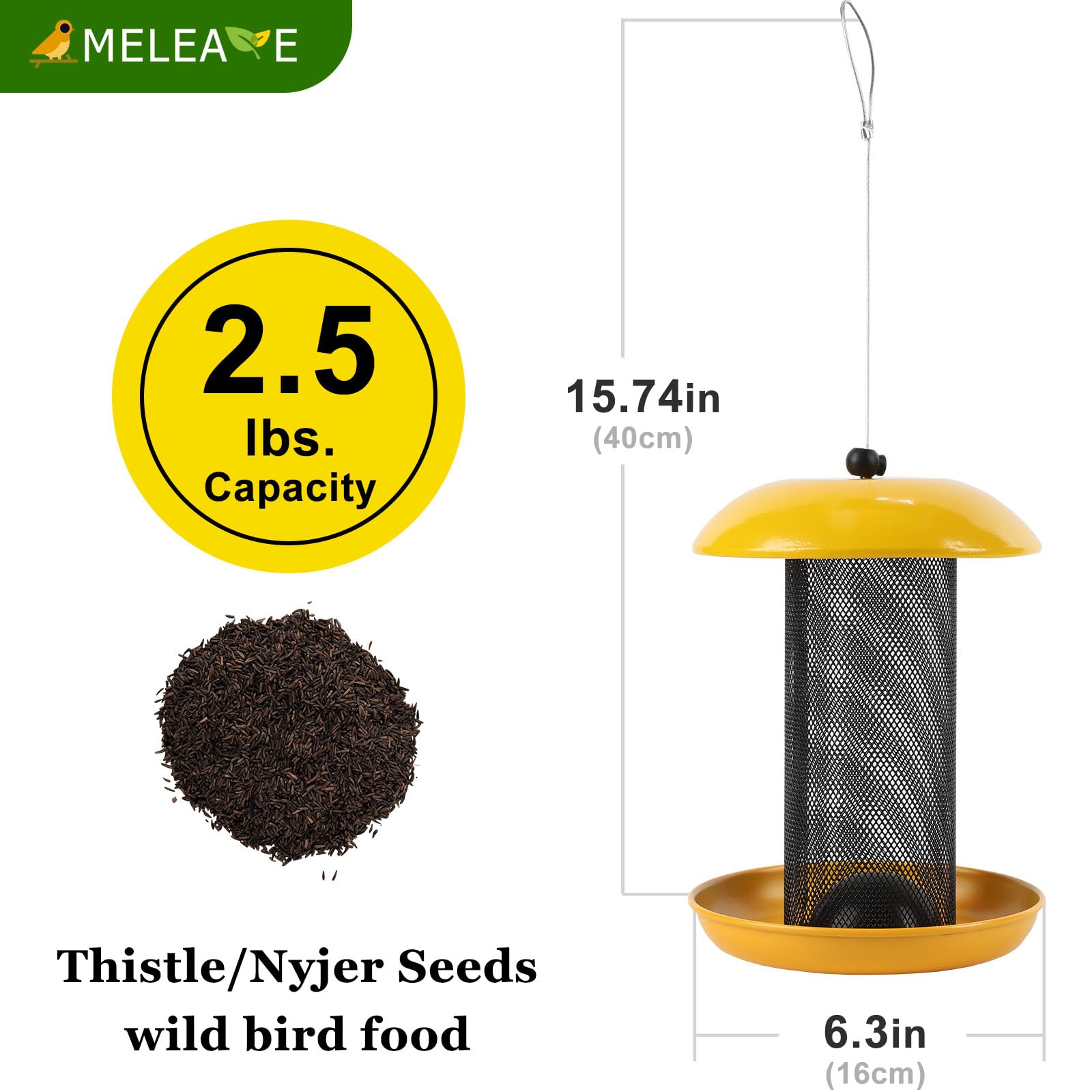 Meleave Finch Feeder squirrel-proof design helps deter pests