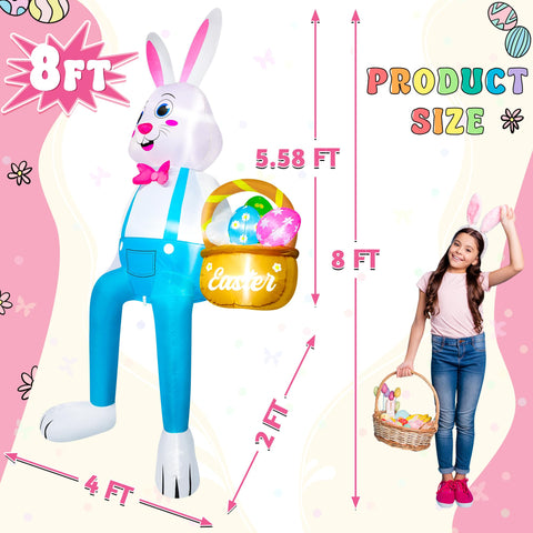 Melisheer Easter Bunny inflatable with egg basket boosts festive storefront appeal.